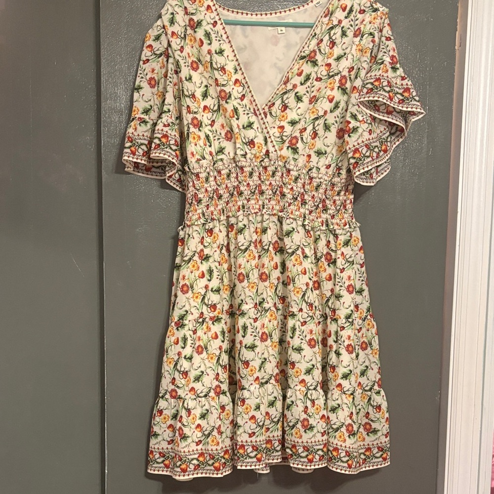 Max Studio White and Red Floral Dress